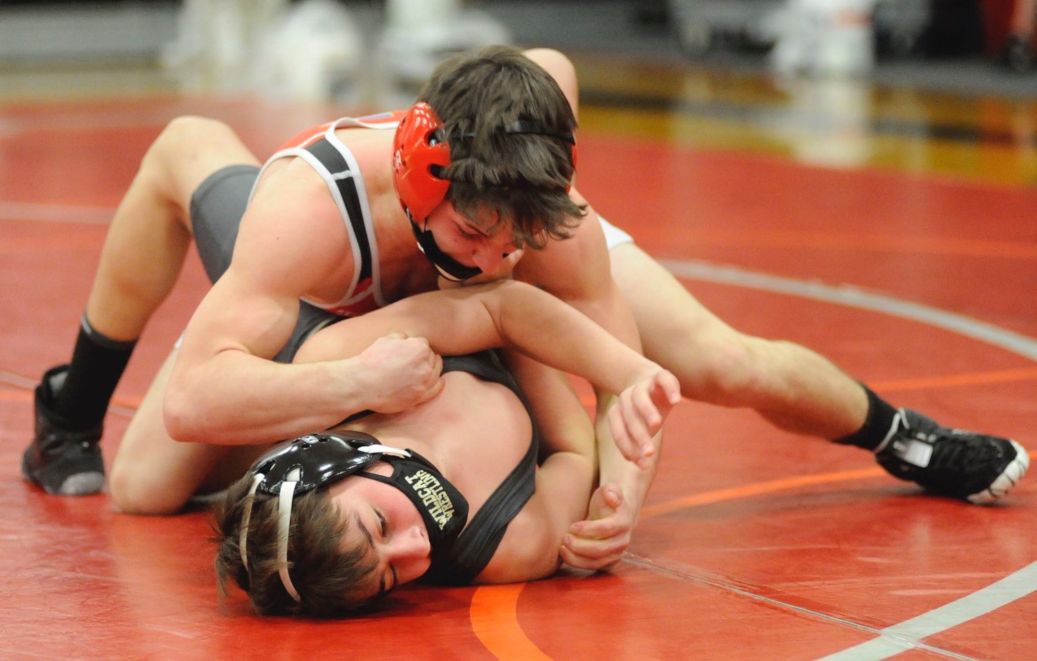 Honesdale’s Braden McLaughlin defeated his opponent in bout #8.